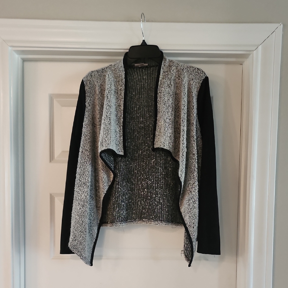 Roz & Ali Black and Gray Open Front Cardigan